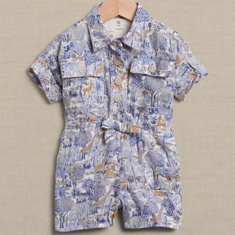 Banana Republic Linen Romper for Baby - Granite Blue